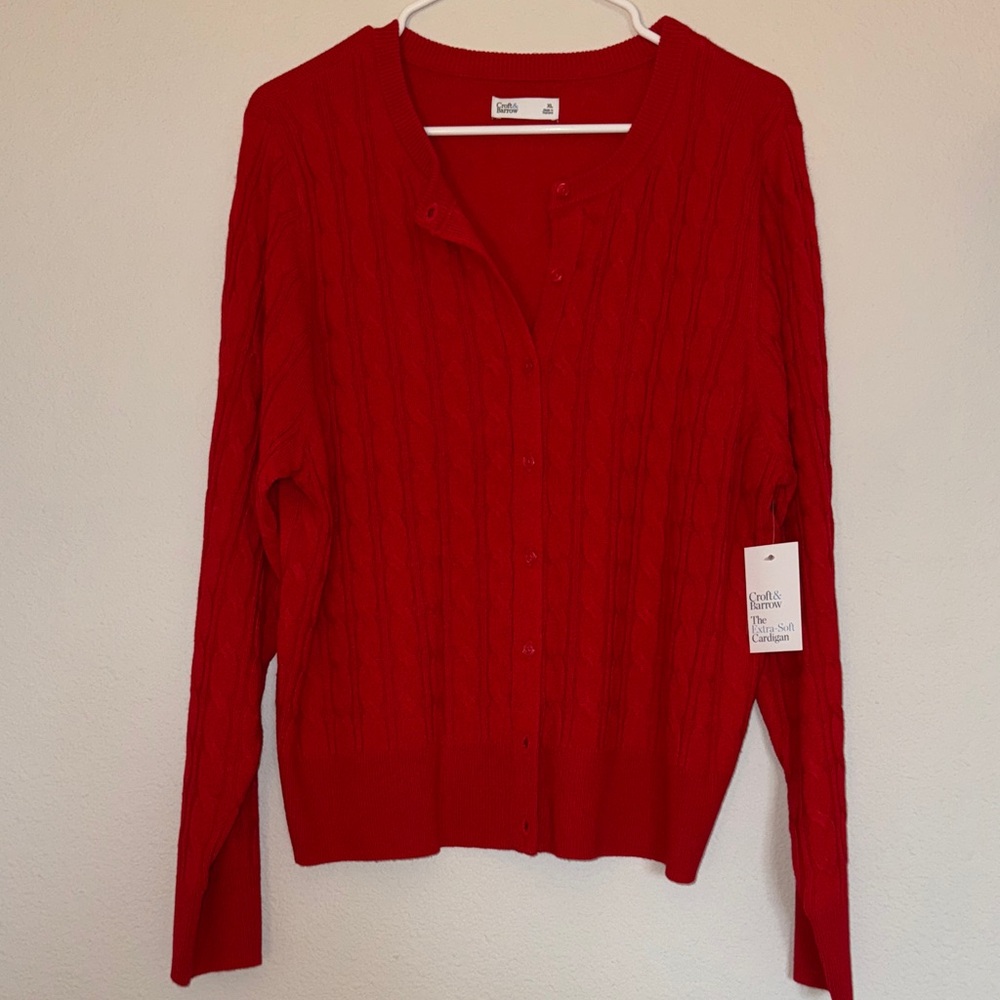 Croft & Barrow Classic Red Cardigan XL